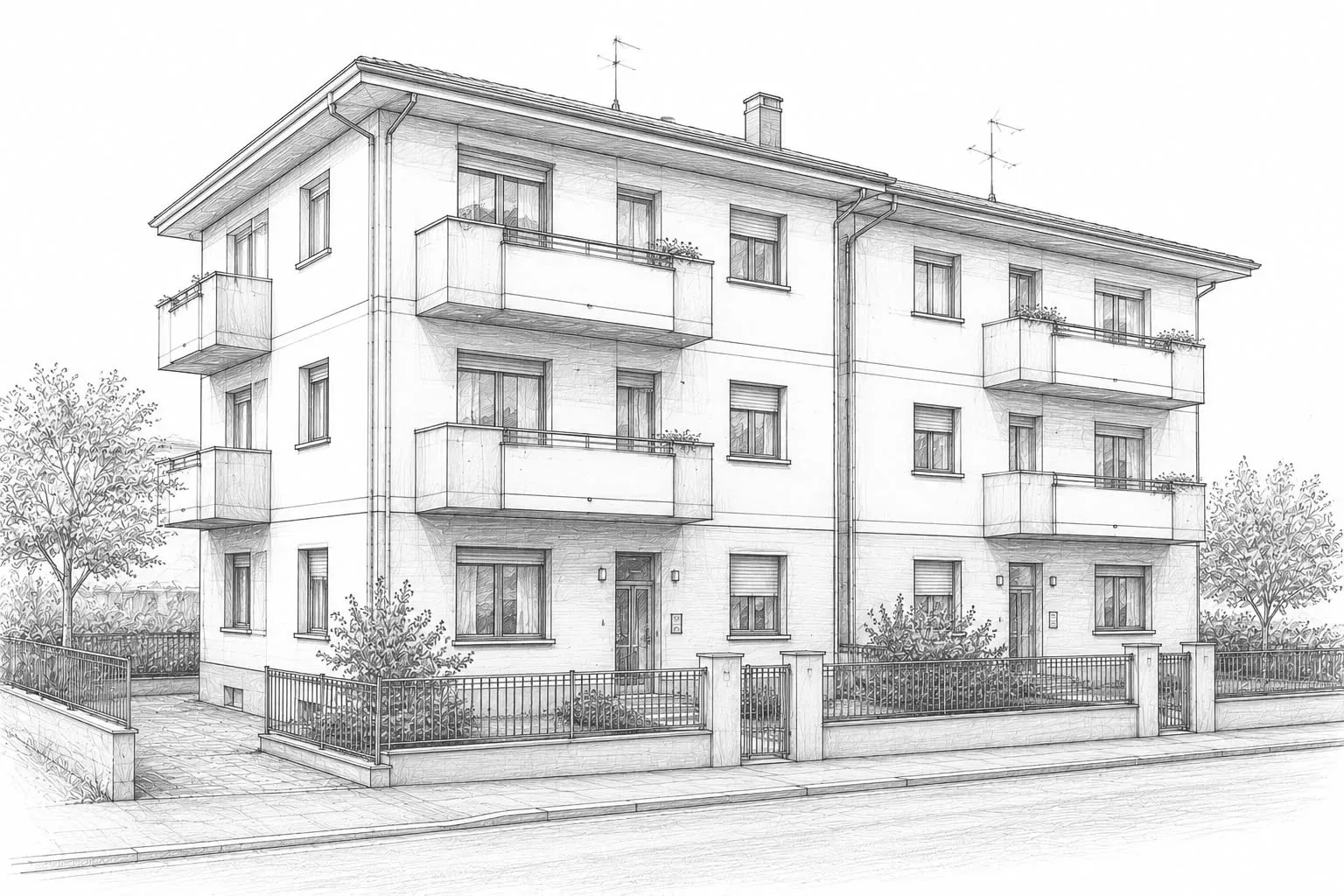 Rendering architettonico della facciata della palazzina dell'appartamento in vendita a Senigallia, Via Venezia